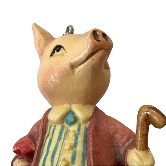 Vintage 1980 Italian Carved Anri Beatrix Potter Pigling Bland Ornament - Picture 5 of 14
